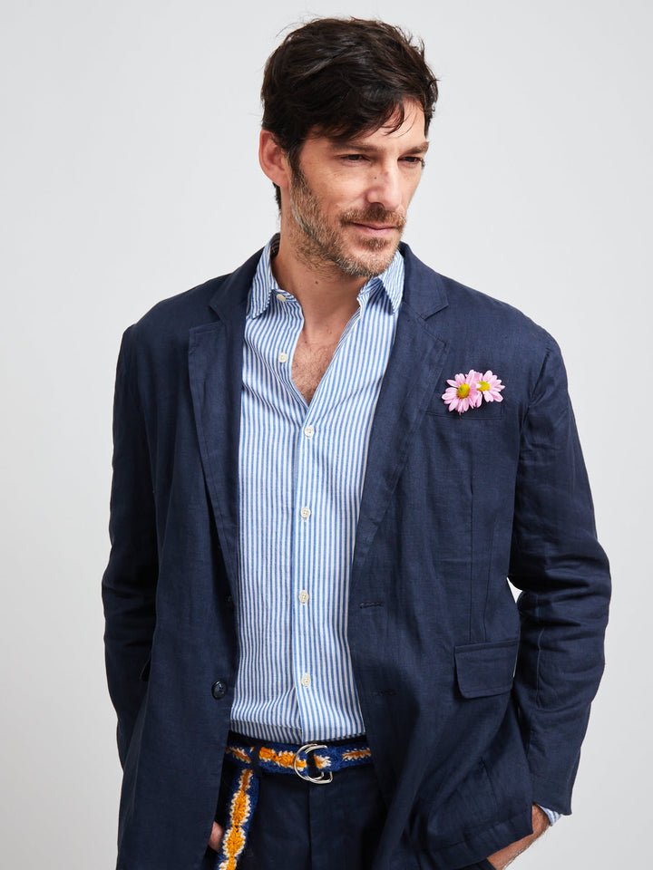 Cuba Linen Blazer Navy