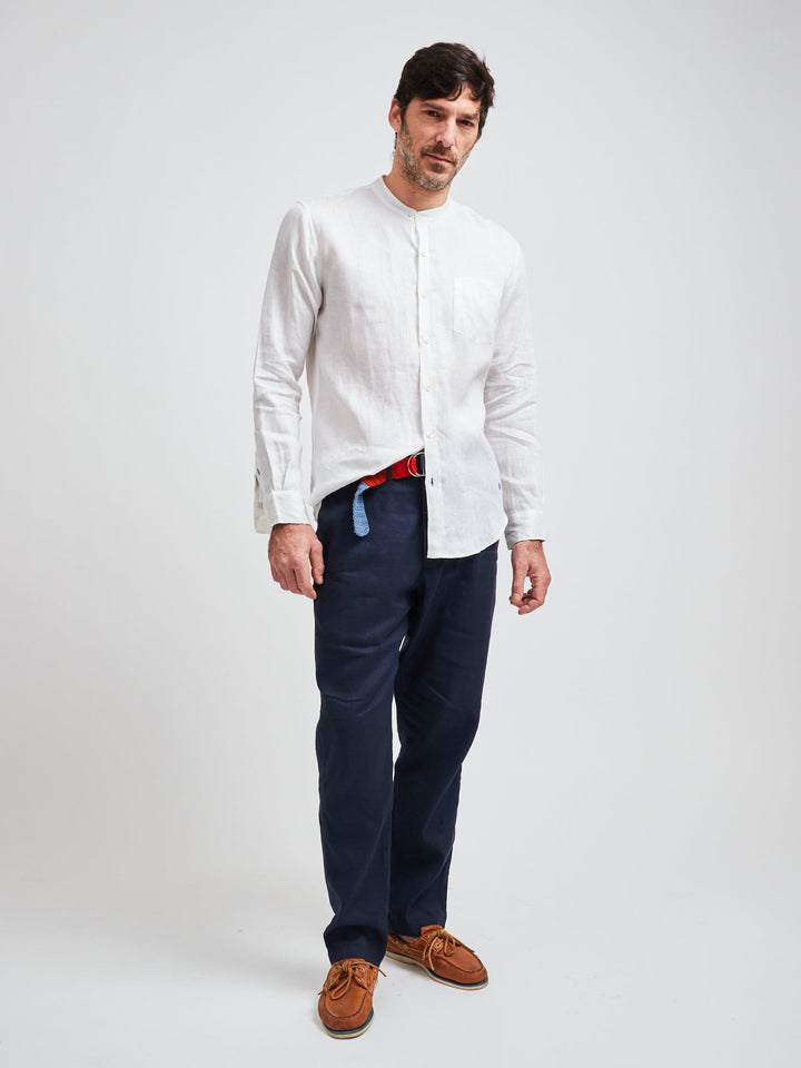 Tribeca Mao Linen Shirt White