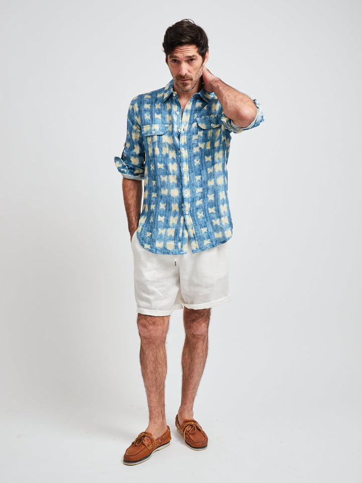 7" Garzon Linen Shorts off White