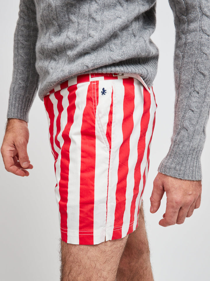 4" Portugal Swimshort Red Stripes