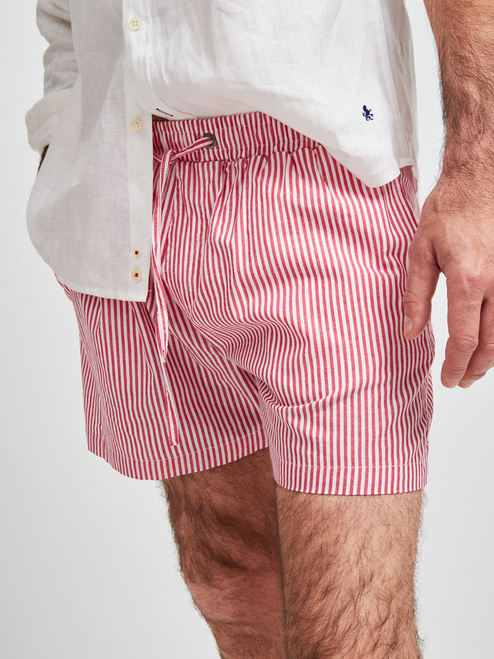 6" Indio Cotton Shorts Red Stripes