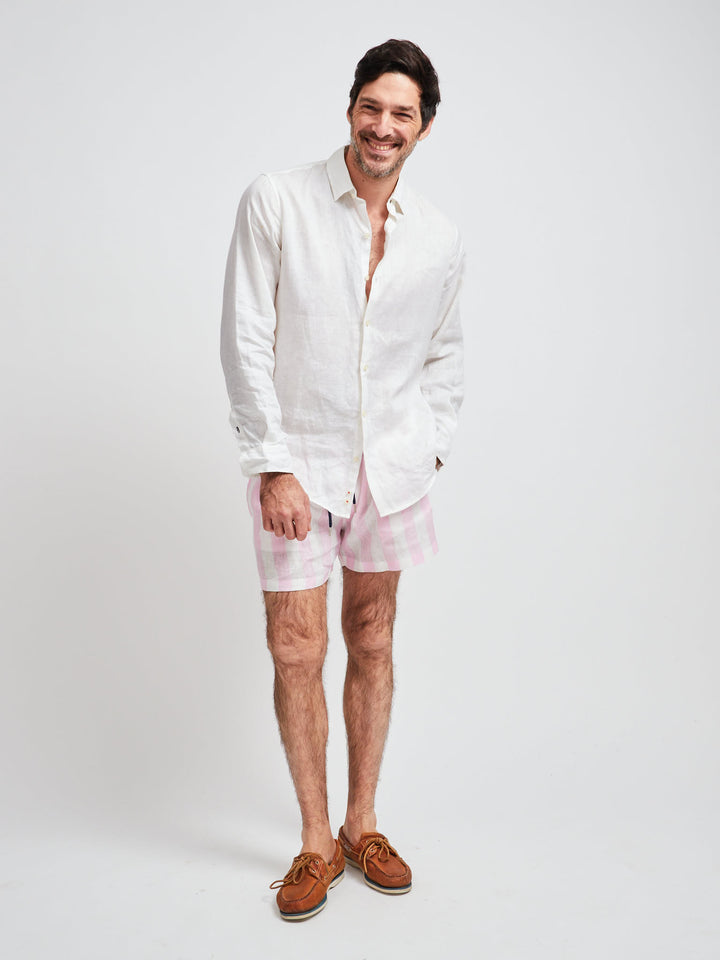 4" Indio Linen Shorts Pink Stripes