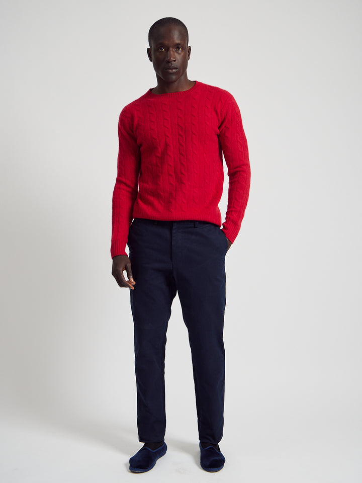 Cable-knit in Red Cashmere
