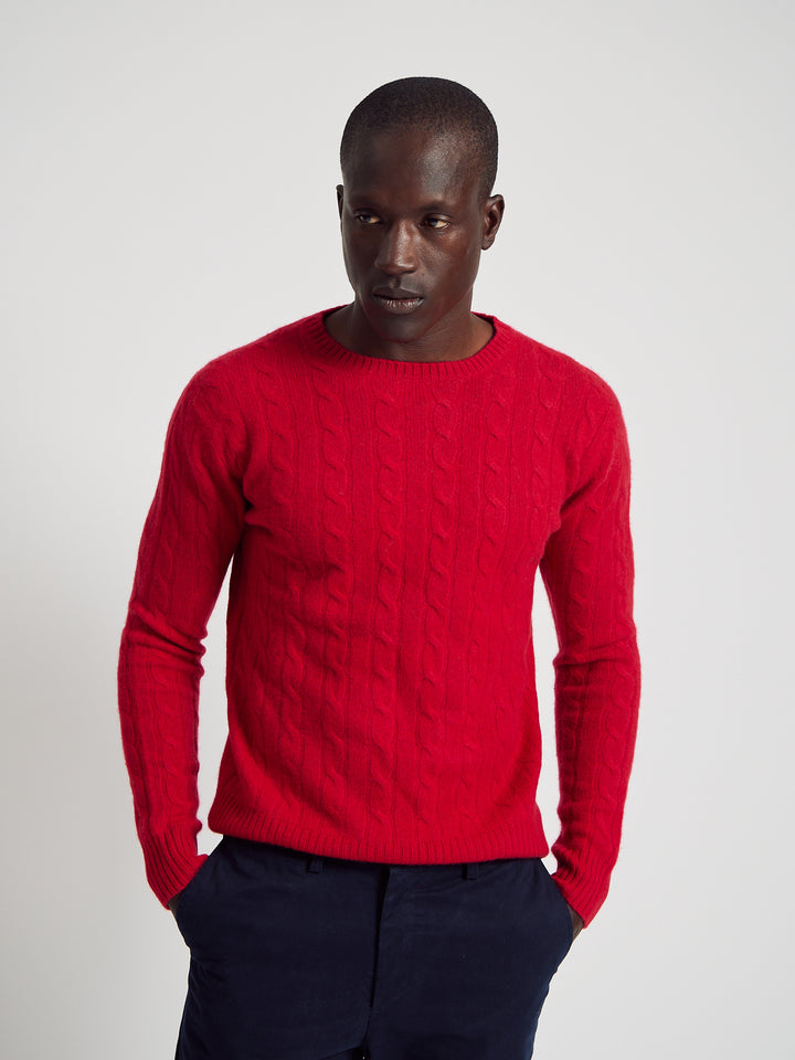 Cable-knit in Red Cashmere