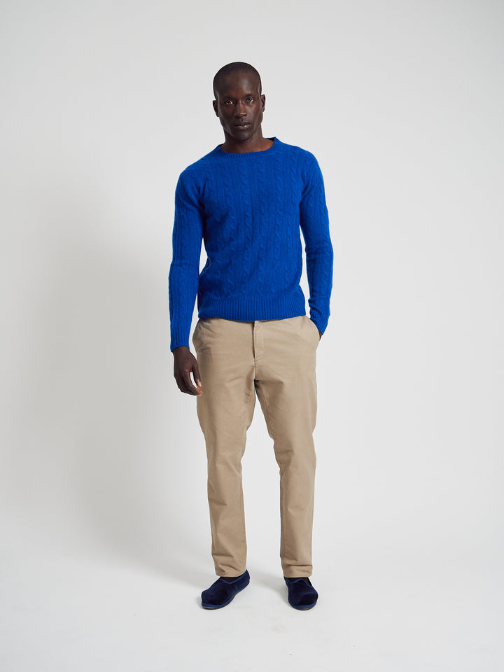 Cable-knit in Blue Cashmere