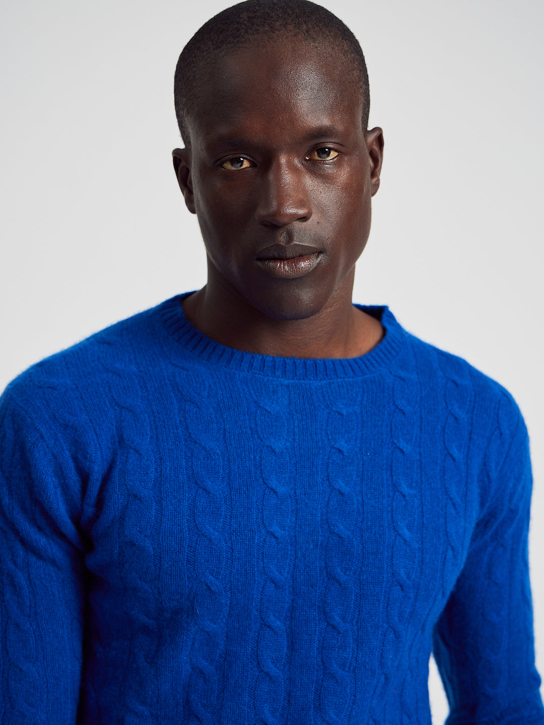 Cable-knit in Blue Cashmere