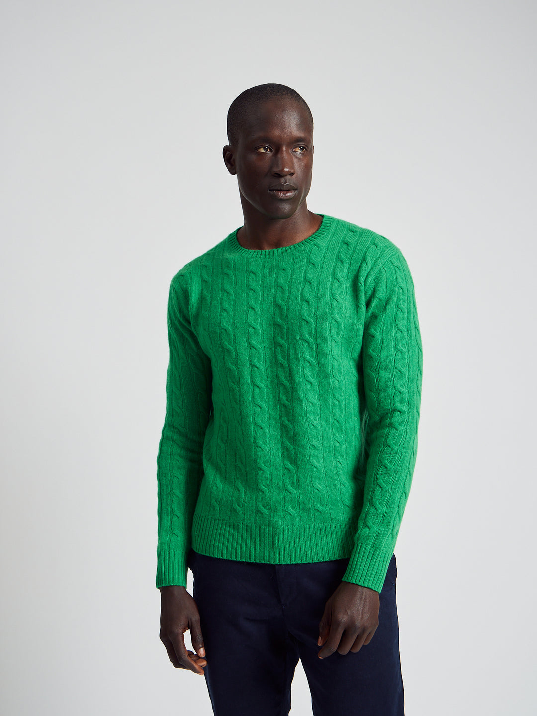 Cable-knit in Green Cashmere