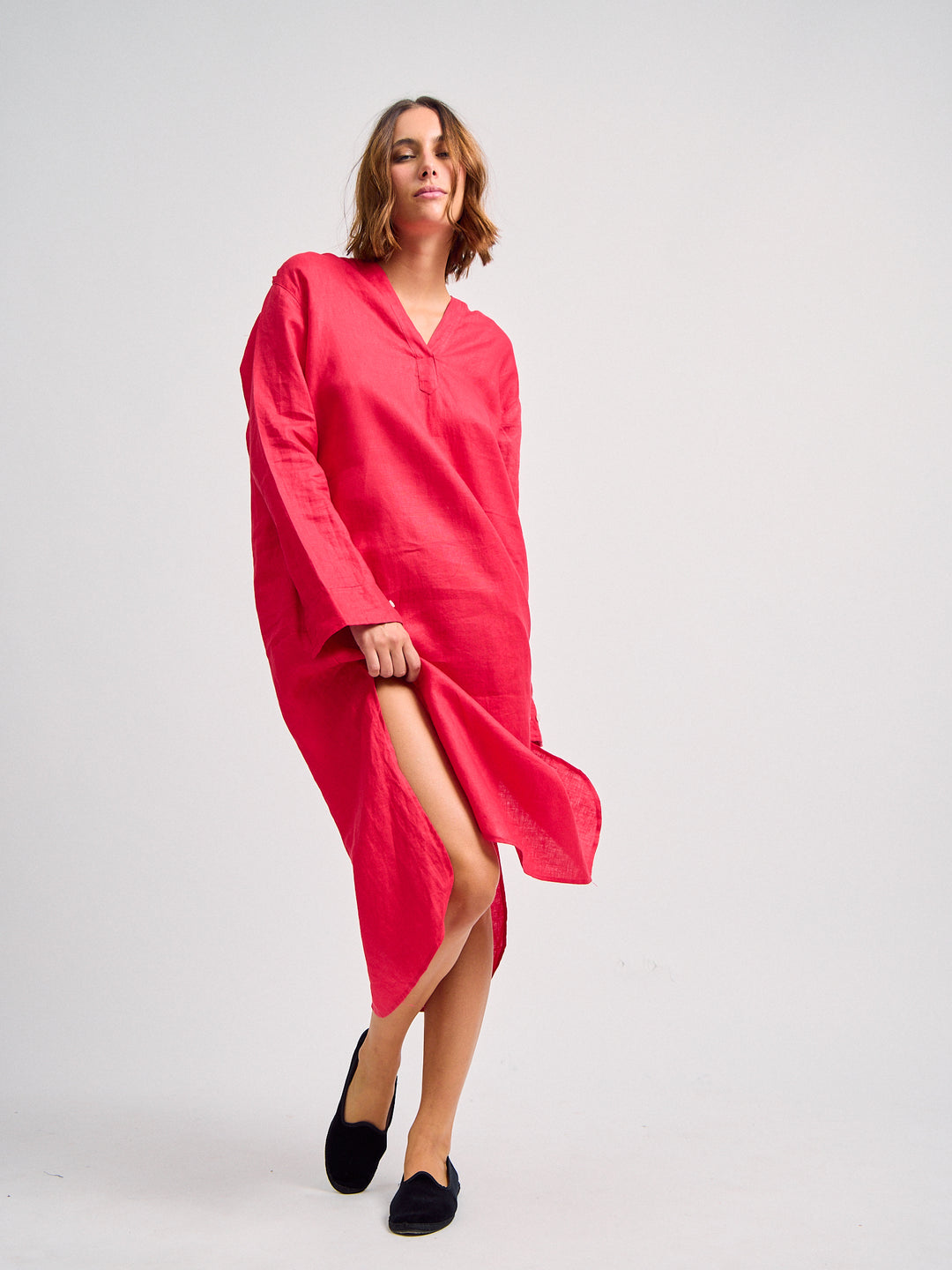 Lupe Linen Dress Red