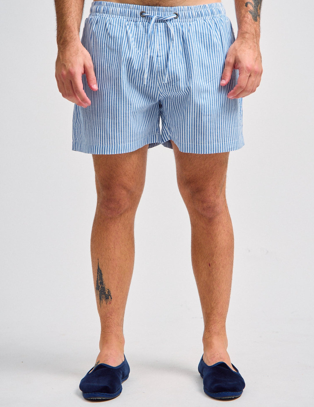 6" Indio Cotton Shorts Navy Stripes