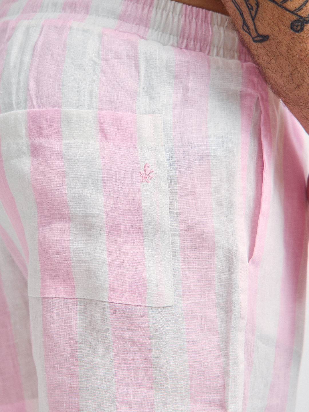 6" Indio Linen Shorts Pink Stripes