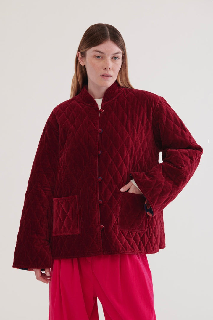 Jaipur Velvet Jacket - Burgundy