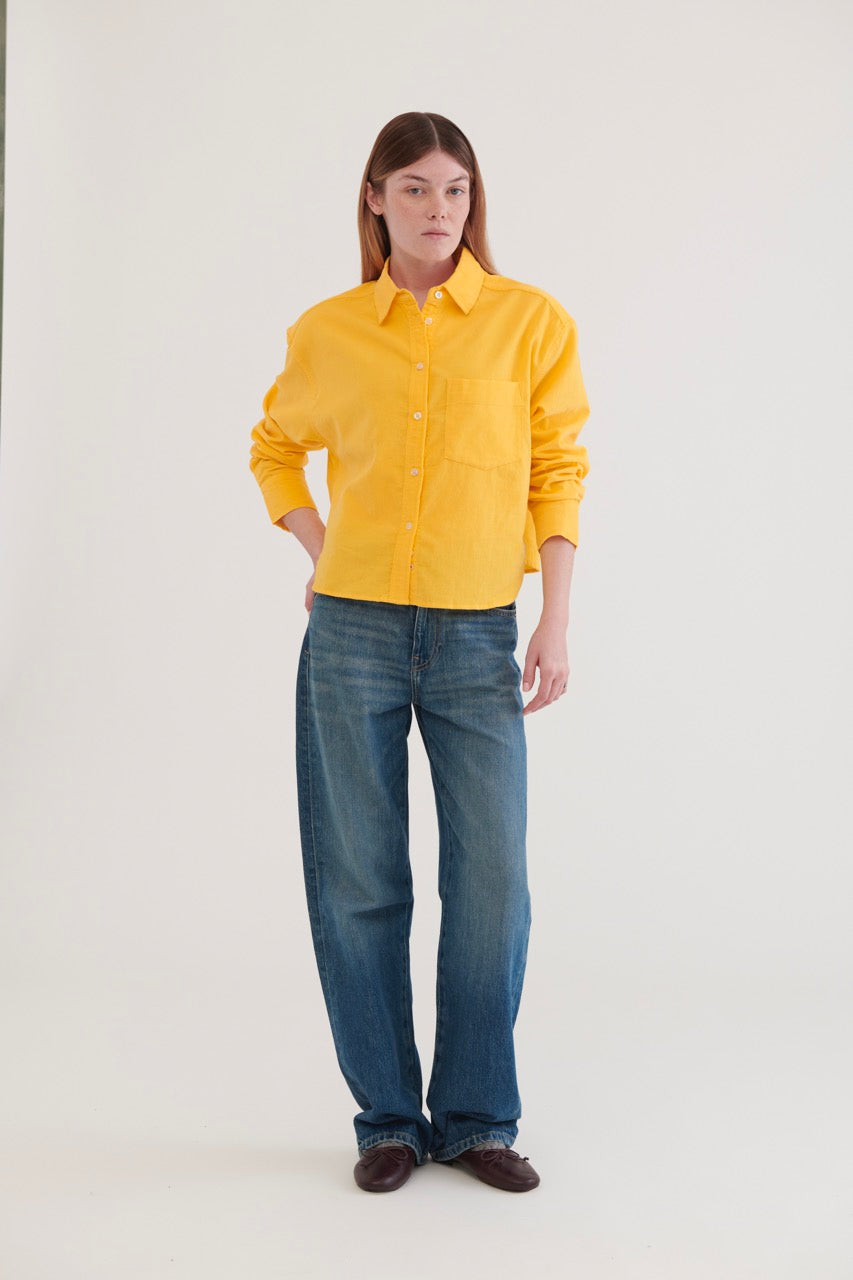 Juana Crop Corduroy Shirt - Yellow