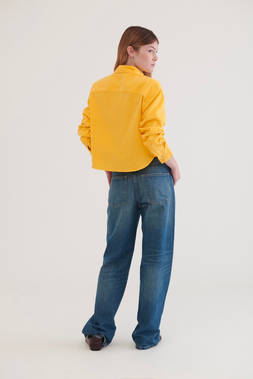 Juana Crop Corduroy Shirt - Yellow