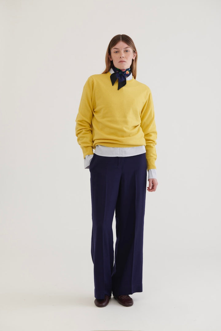 Crew Neck Wool Sweater – Yellow