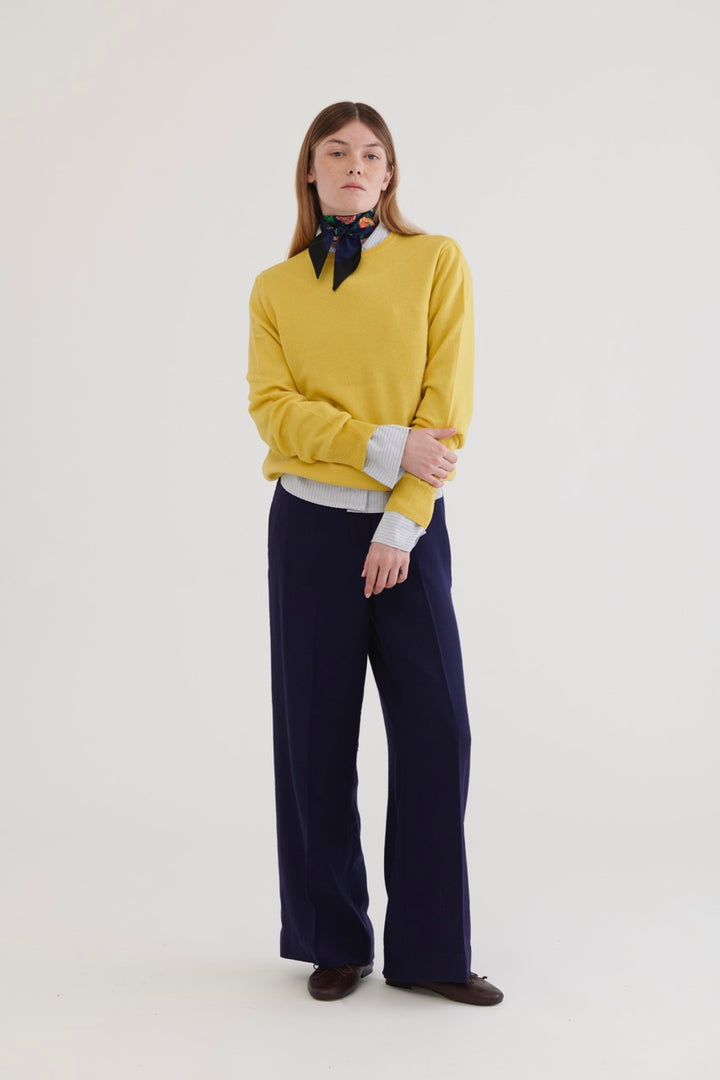 Crew Neck Wool Sweater – Yellow