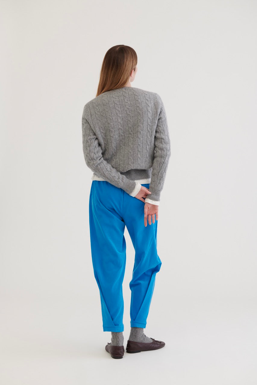 Cable Cashmere Sweater – Gray