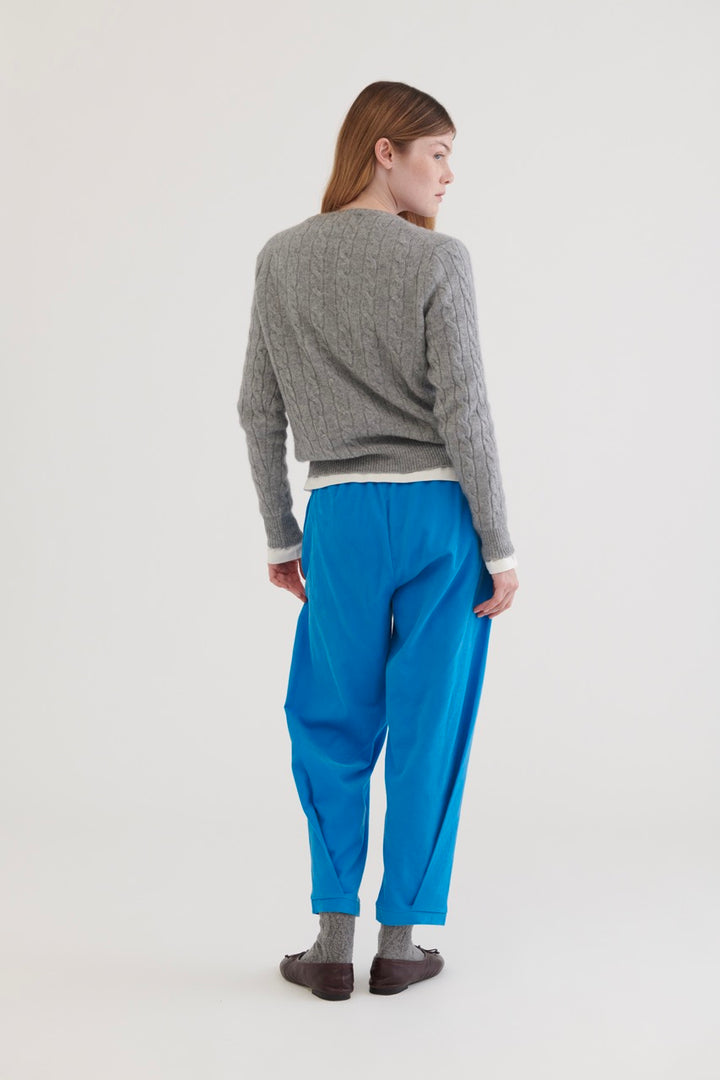 Cable Cashmere Sweater – Gray