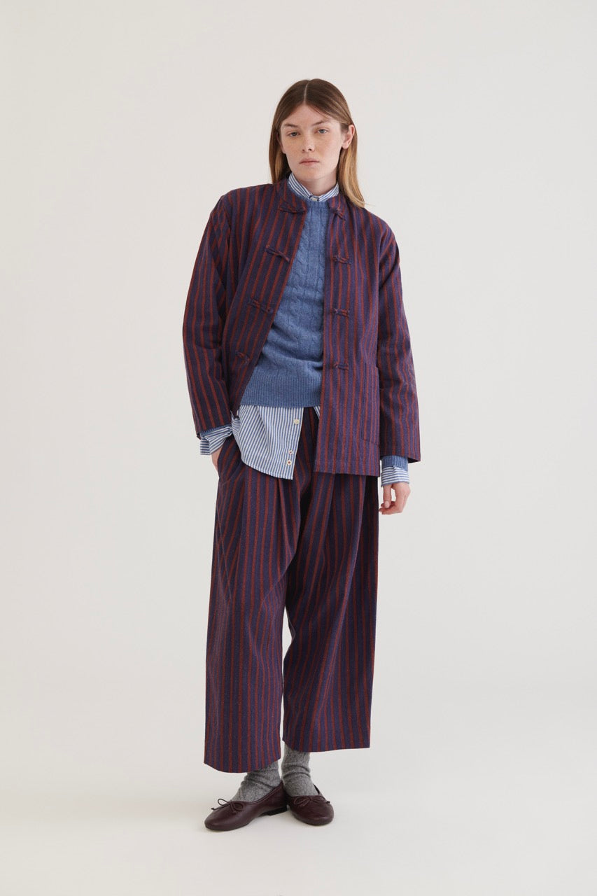 Kitchen Cotton Shirt - Burgundy Stripes
