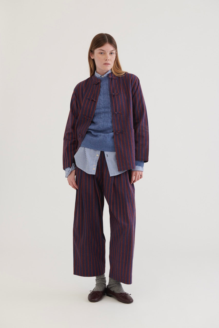 Kitchen Cotton Shirt - Burgundy Stripes