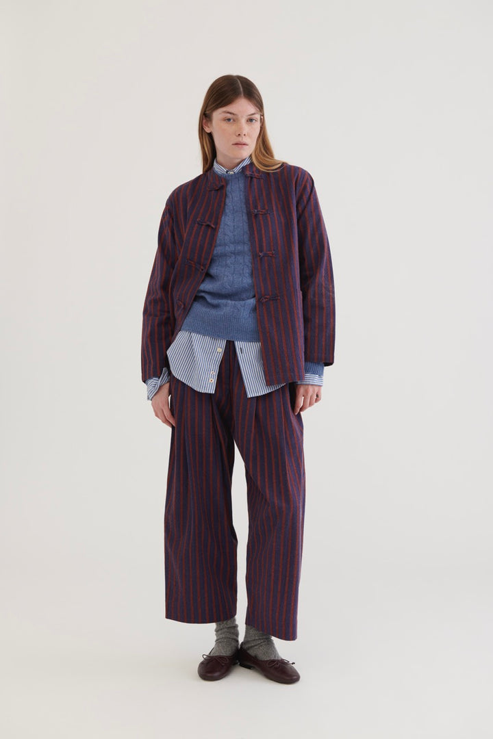 Kitchen Cotton Shirt - Burgundy Stripes