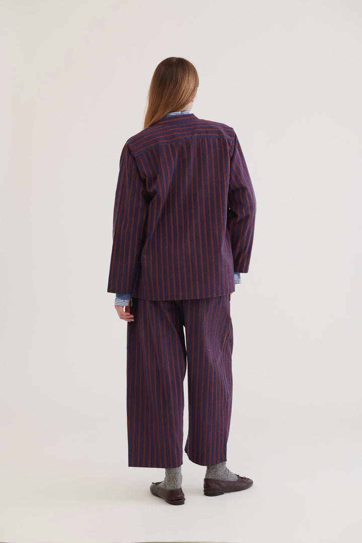 Kitchen Cotton Shirt - Burgundy Stripes
