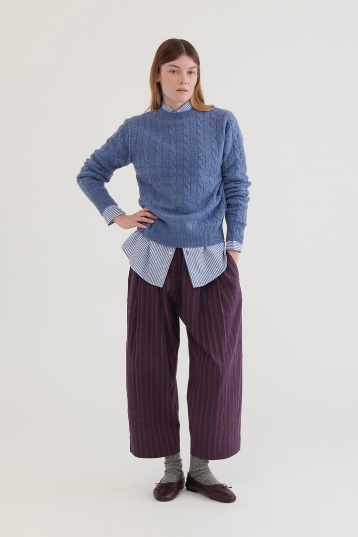 Cable Knit Wool Sweater – Light Blue