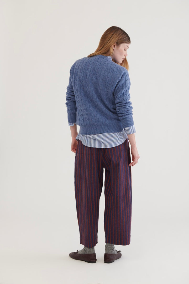 Cable Knit Wool Sweater – Light Blue