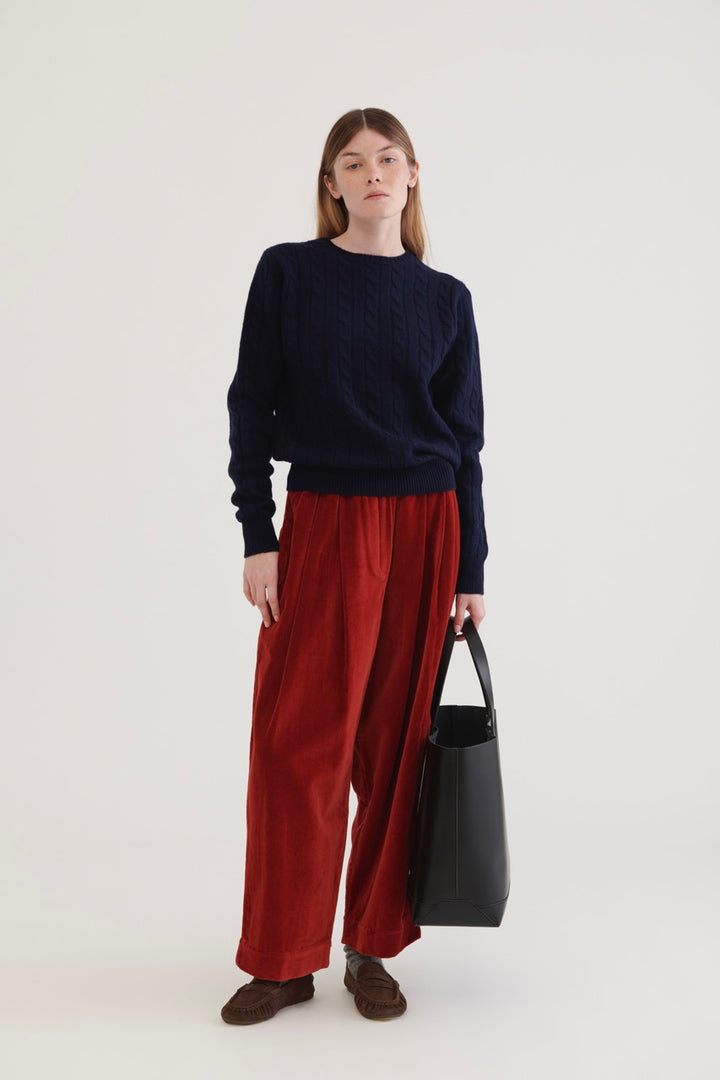 Cable Cashmere Sweater – Navy