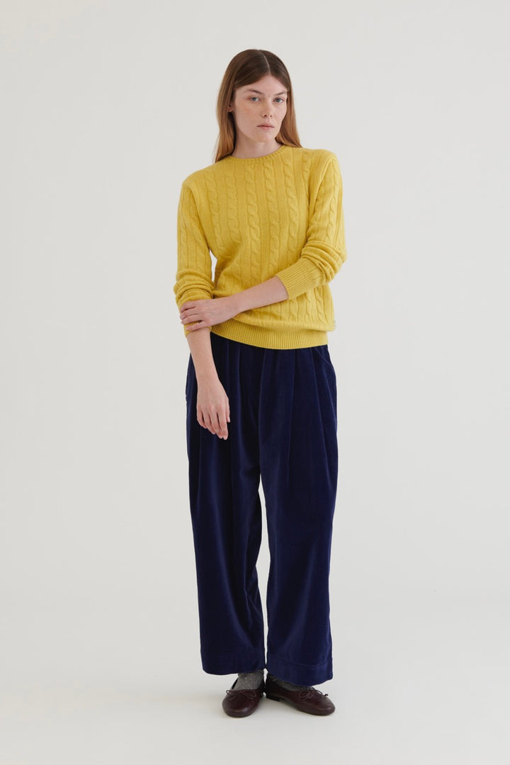 Cable Knit Wool Sweater – Yellow