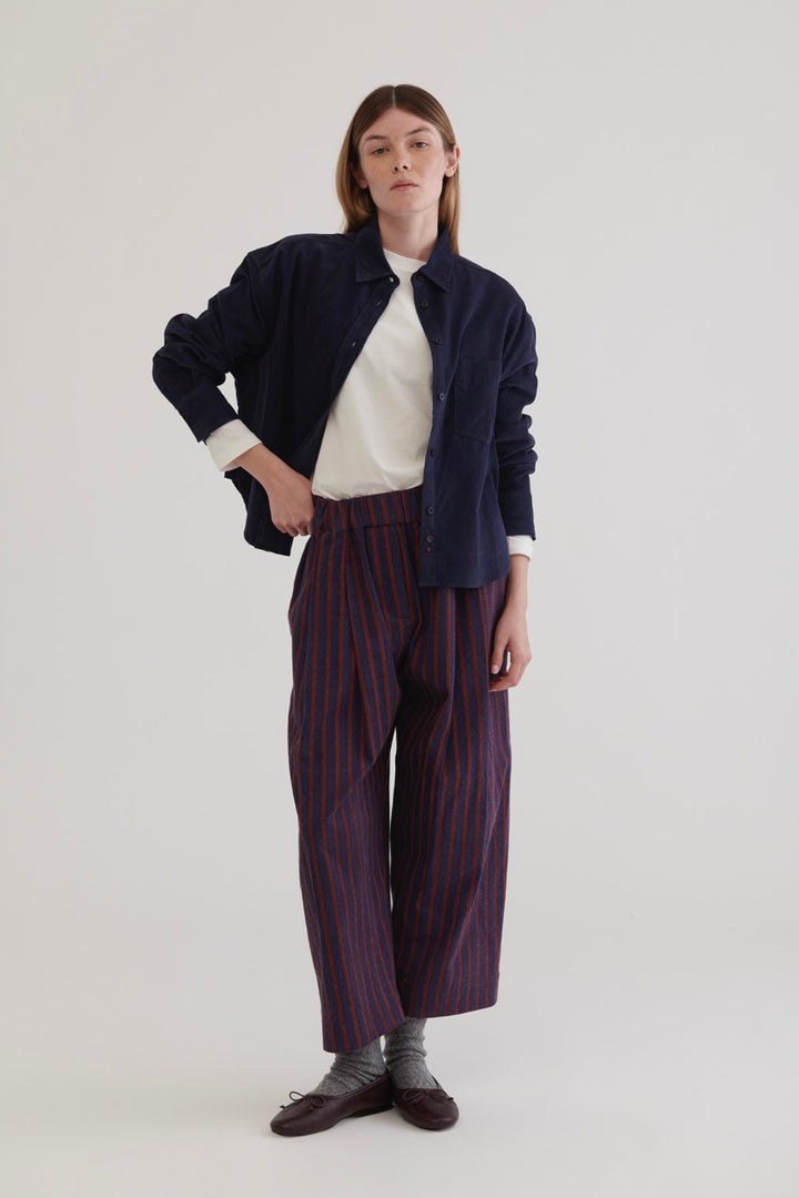 Juana Crop Corduroy Shirt - Navy