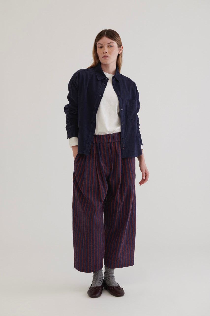 Juana Crop Corduroy Shirt - Navy