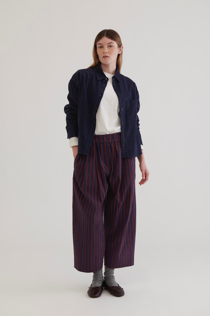 Juana Crop Corduroy Shirt - Navy