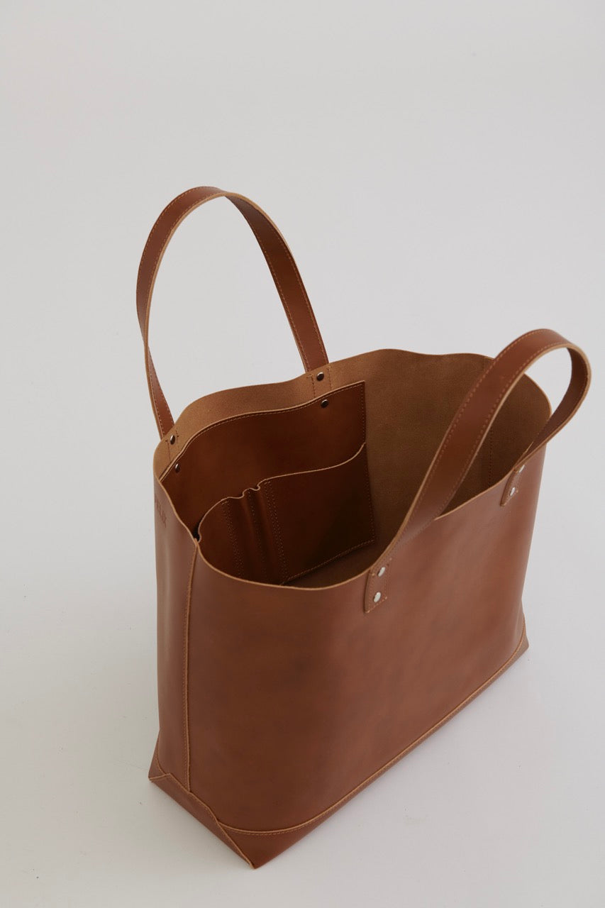 Felix Leather Tote Bag - Brown