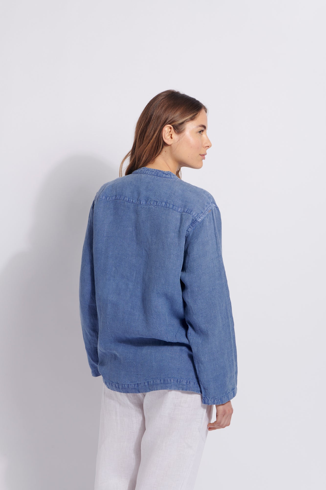 【KOOLOSET】Linen Denim Over Shirt Kapital Knit x 8oz Denim Coverall Polo Shirt, Sax – Glasswing