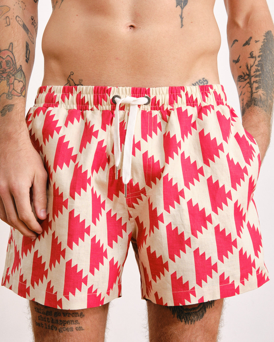 Indio 4-Inch Print Linen Shorts Morocco Red