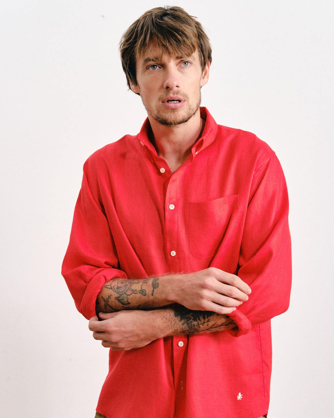 Francis Linen Pocket Shirt Red