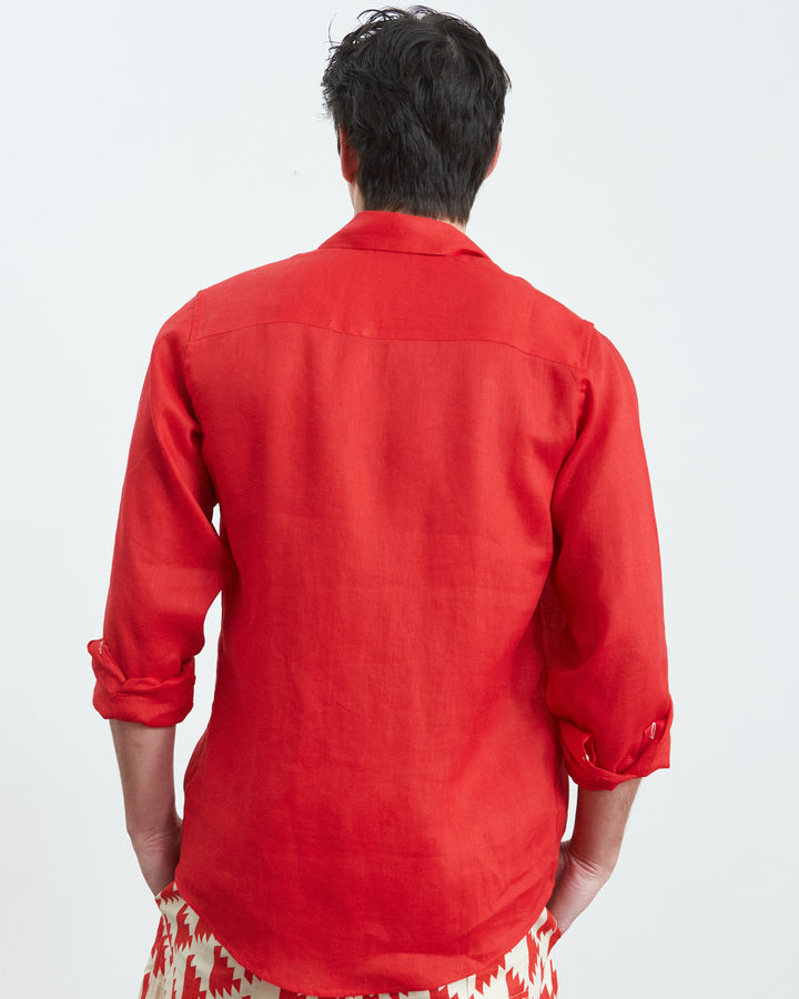 Hemingway Linen Shirt Strawberry