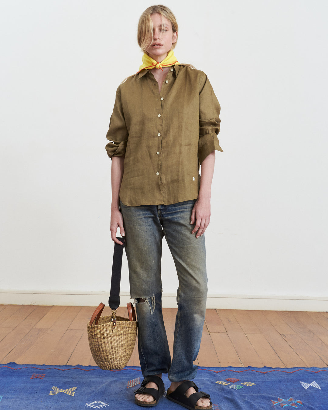 Los Cisnes Linen Shirt Army