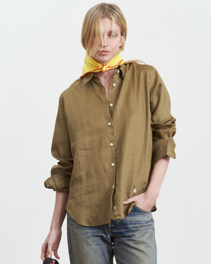 Los Cisnes Linen Shirt Army