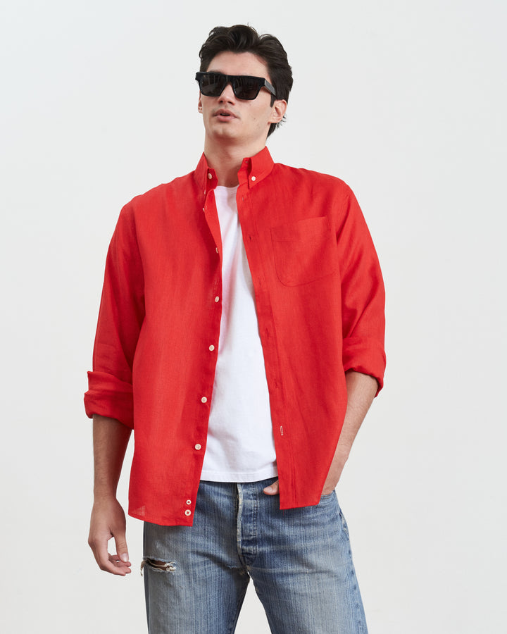 Francis Linen Pocket Shirt Red