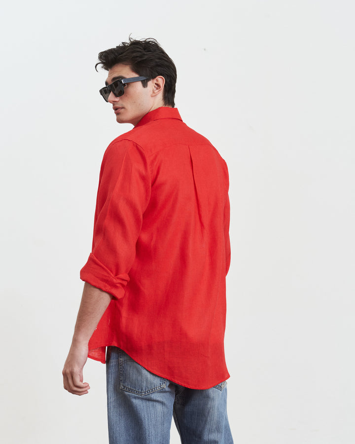 Francis Linen Pocket Shirt Red