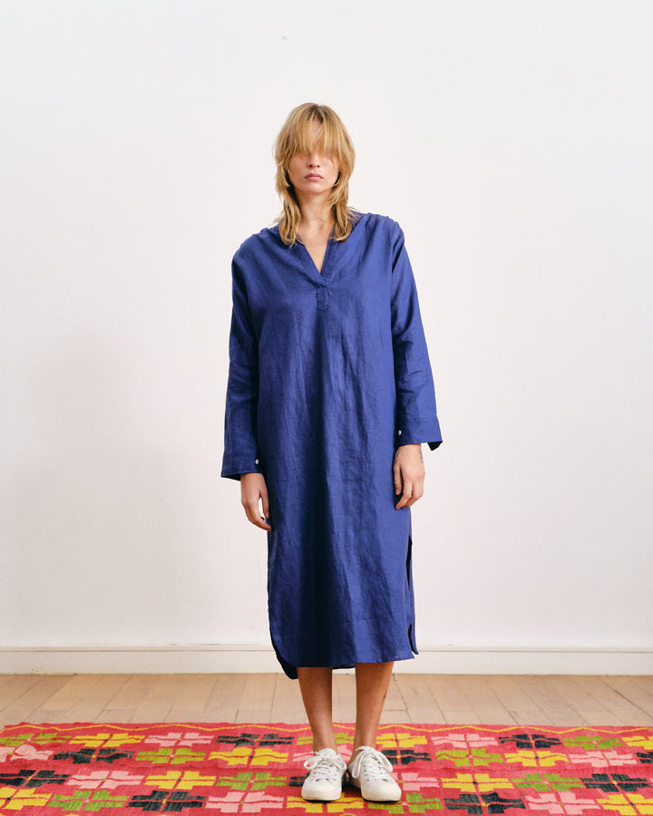 Lupe Linen Dress Night Blue