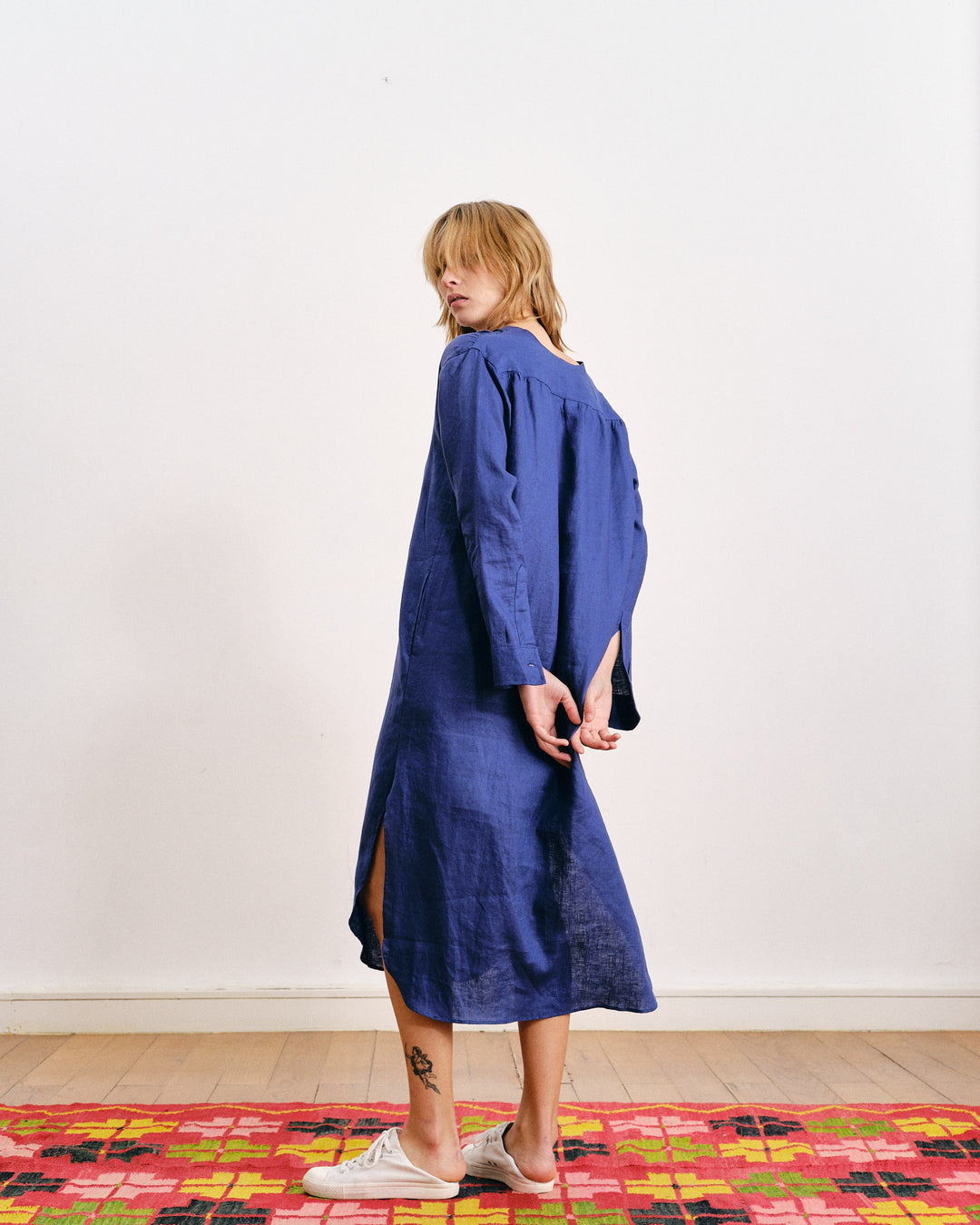 Lupe Linen Dress Night Blue