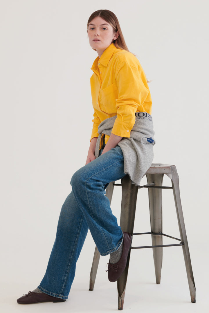 Juana Crop Corduroy Shirt - Yellow