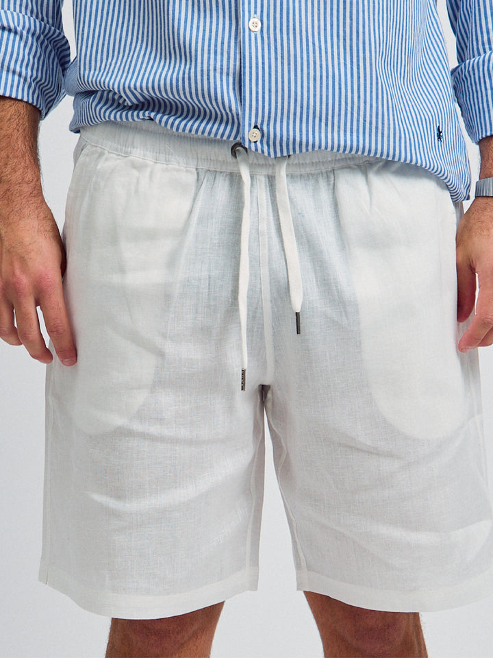 7" Garzon Linen Shorts off White