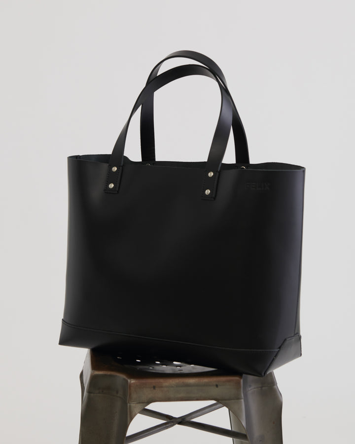 Felix Leather Tote Bag - Black