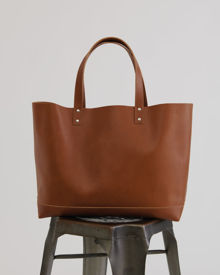 Felix Leather Tote Bag - Brown