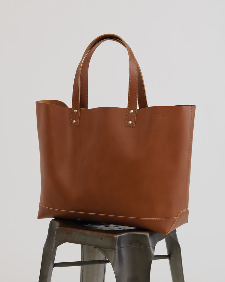 Felix Leather Tote Bag - Brown