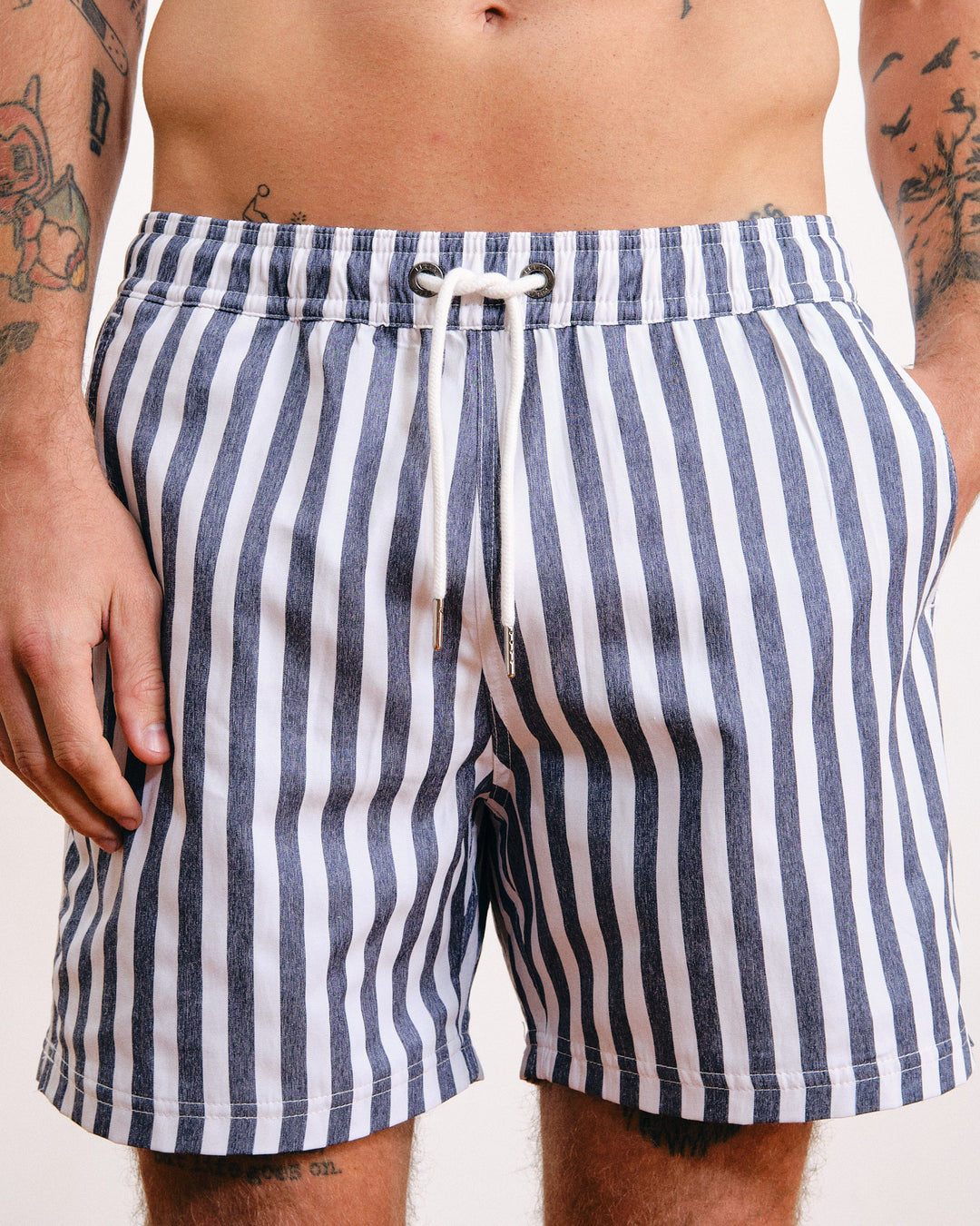 Gorlero 4-Inch Nylon Swim Shorts Blue Stripes