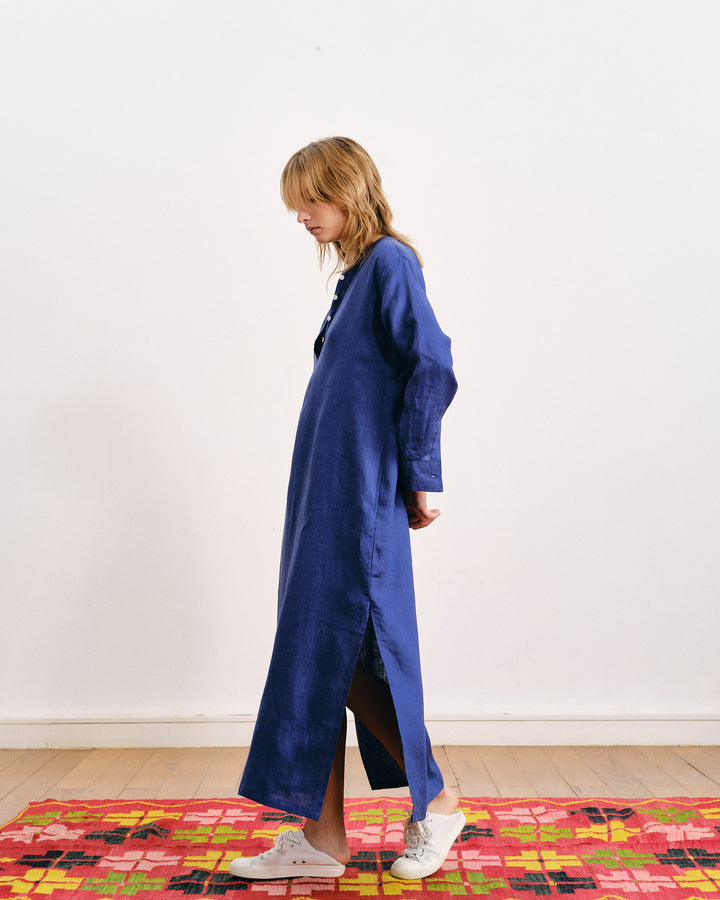 Comporta Linen Dress Jewel Blue